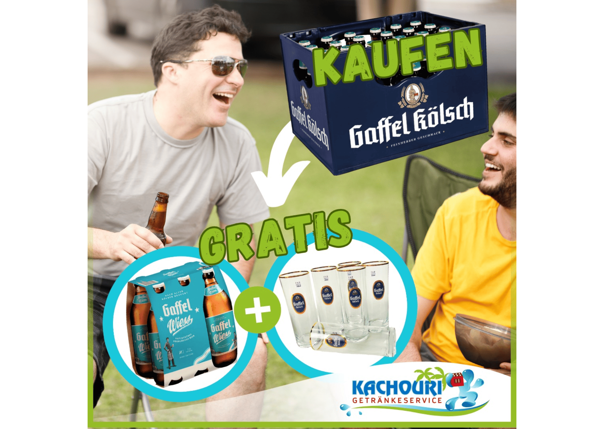 Gaffel Kölsch: Zu jedem Kasten 1 x 6er Gaffel Wiess + 6 Gläser gratis dazu