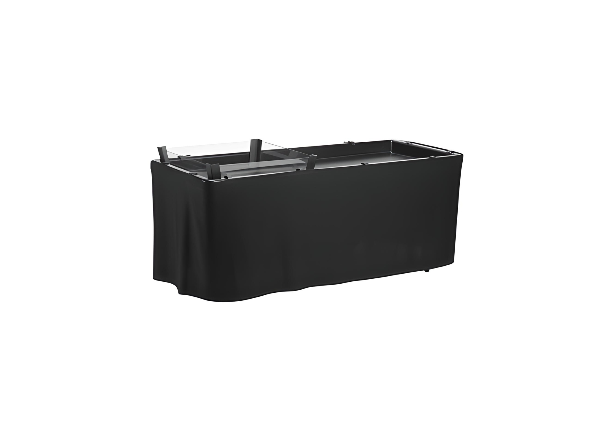 Ice-Table mit Skirting und Plexiglaseinsatz schwarz/weiss